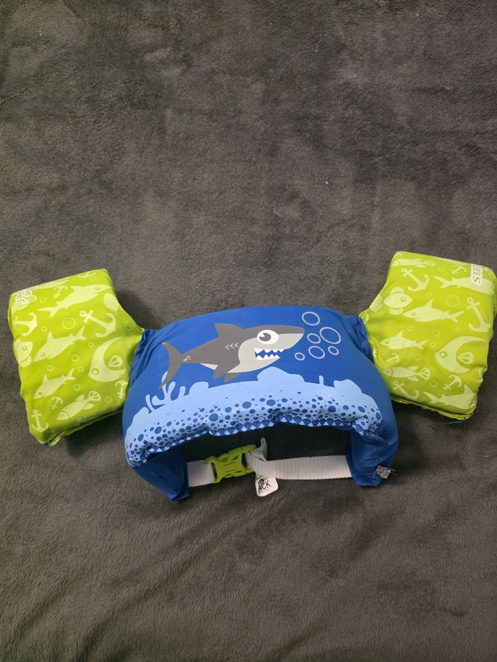 Kids Blue & Lime Shark Swim Arm Float Vest - Unbranded